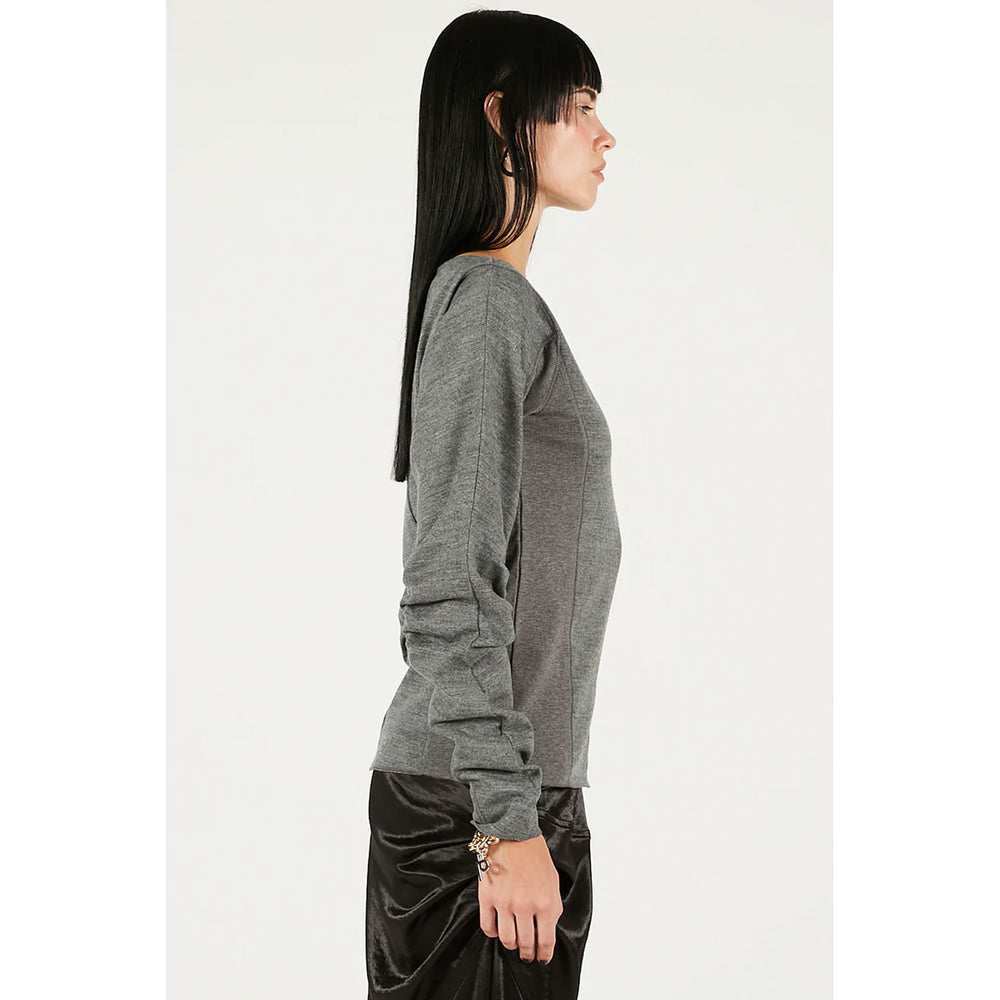 
                  
                    Wool Slouchy Sleeve Top -GREY-
                  
                