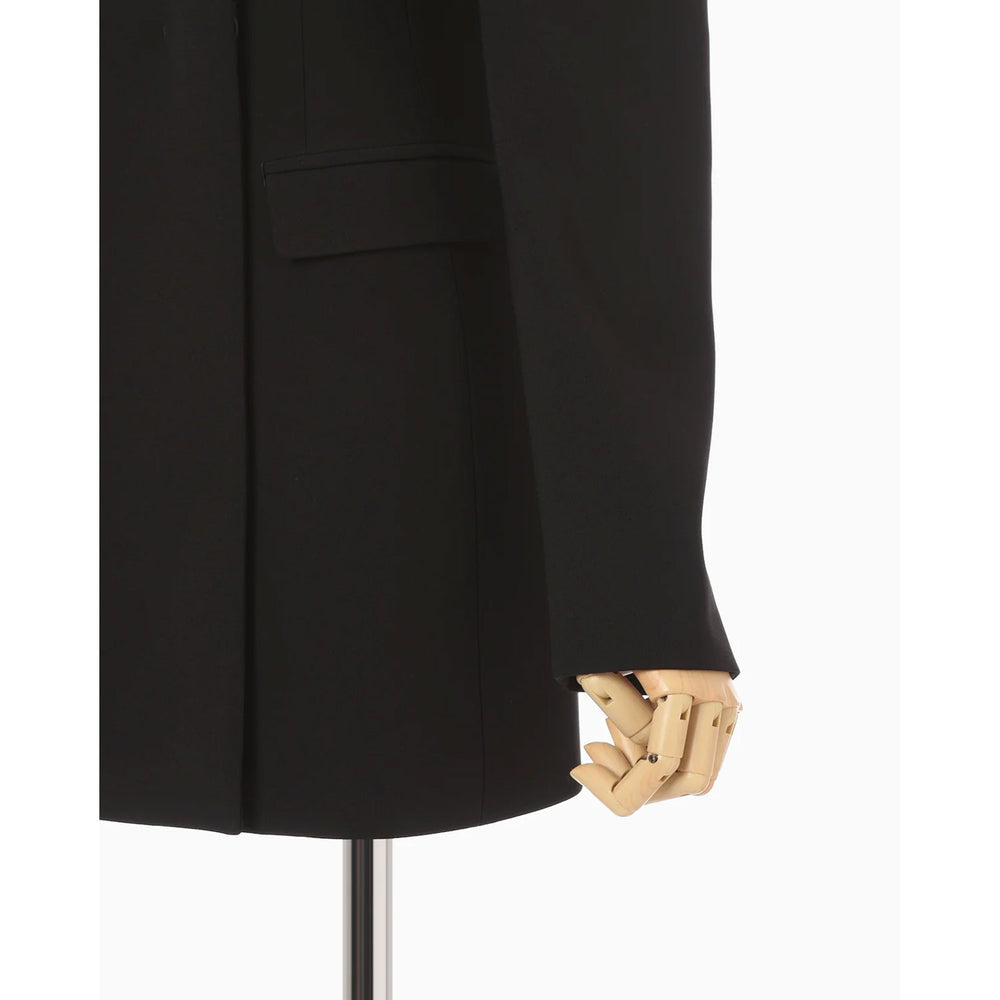 
                  
                    Acetate Polyester Collarless Double Breasted Suit Jacket - black
                  
                