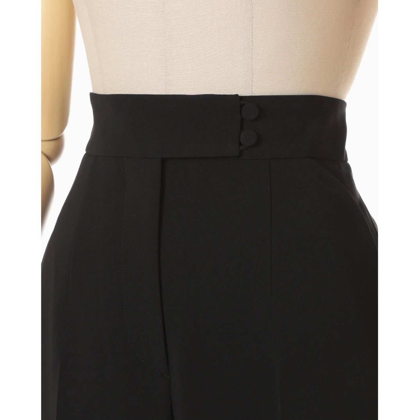 
                  
                    Acetate Polyester High Waisted Center Creased Suit Trousers - black
                  
                