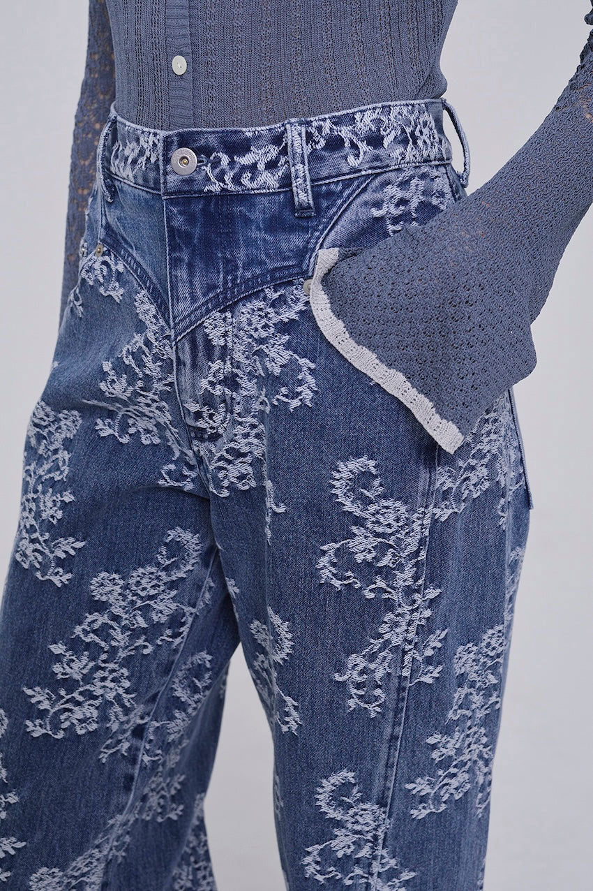 
                  
                    LACE-JACQUARD DENIM STRAIGHT JEANS
                  
                