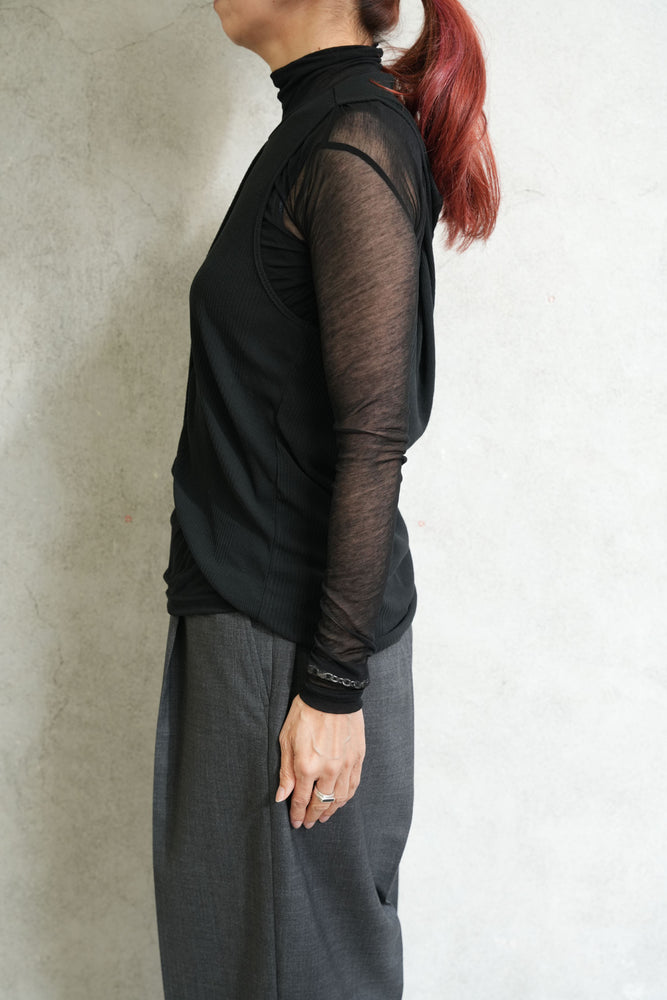 
                  
                    SHEER TWIST BACK TOP-T.MORO-
                  
                