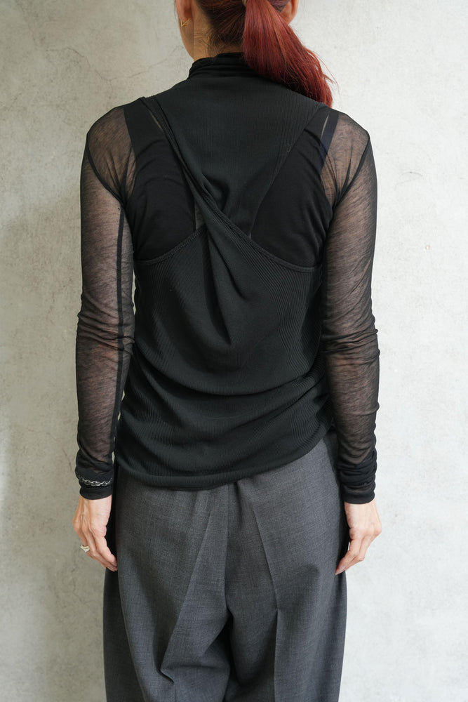 
                  
                    SHEER TWIST BACK TOP-T.MORO-
                  
                