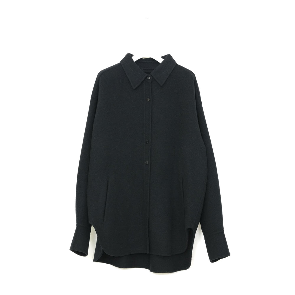 Wool Shirts Jacket-BLACK-