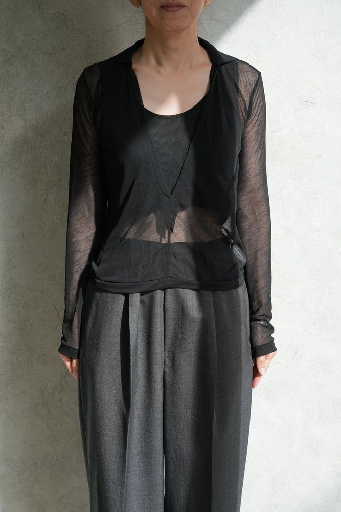 
                  
                    SHEER LAYERED POLO-BLACK-
                  
                