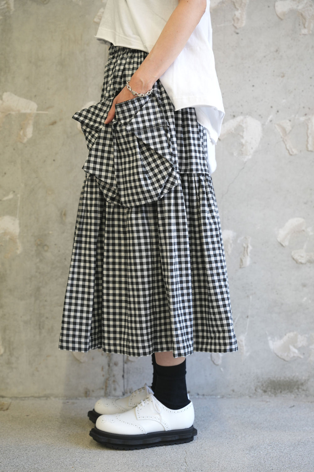 COMME des GARCONS チュール付きスカート　ギンガムチェック値下げ Black Comme Des Garçons ギンガムチェック スカート | ブラック