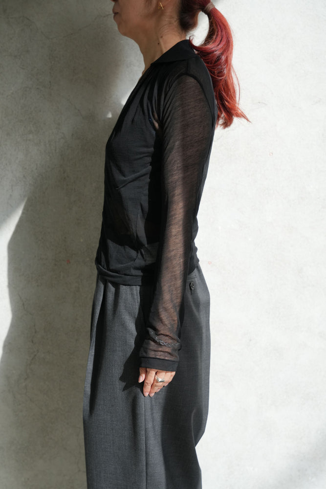 
                  
                    SHEER LAYERED POLO-BLACK-
                  
                
