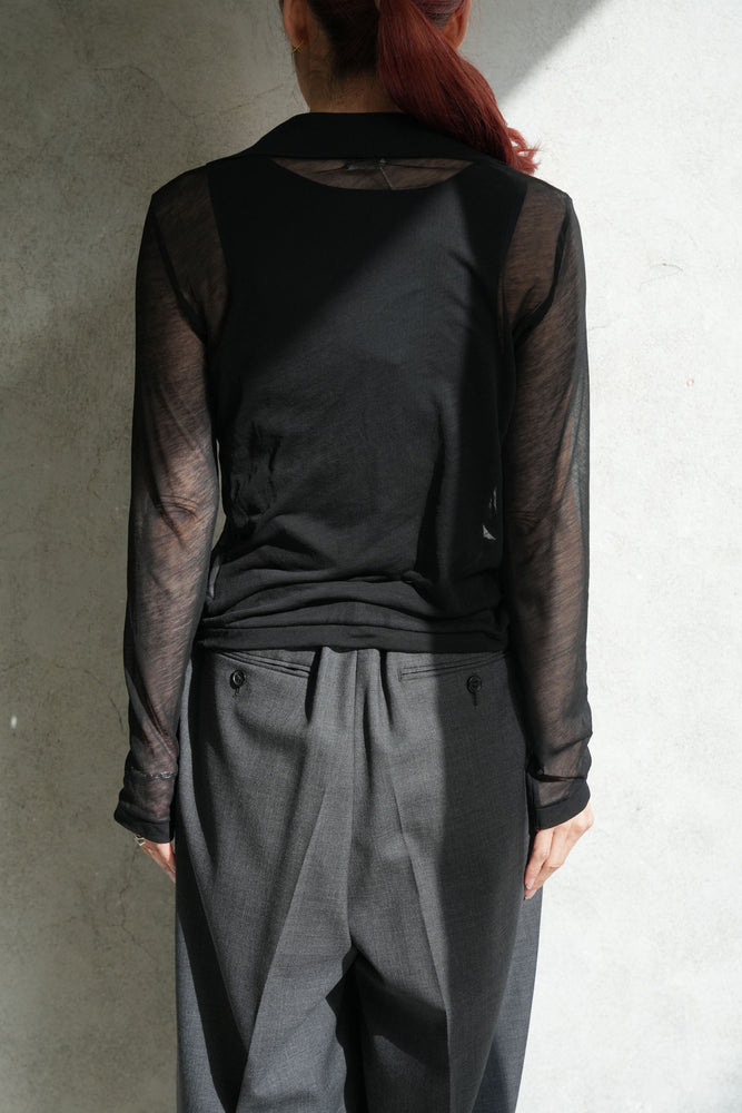 
                  
                    SHEER LAYERED POLO-BLACK-
                  
                