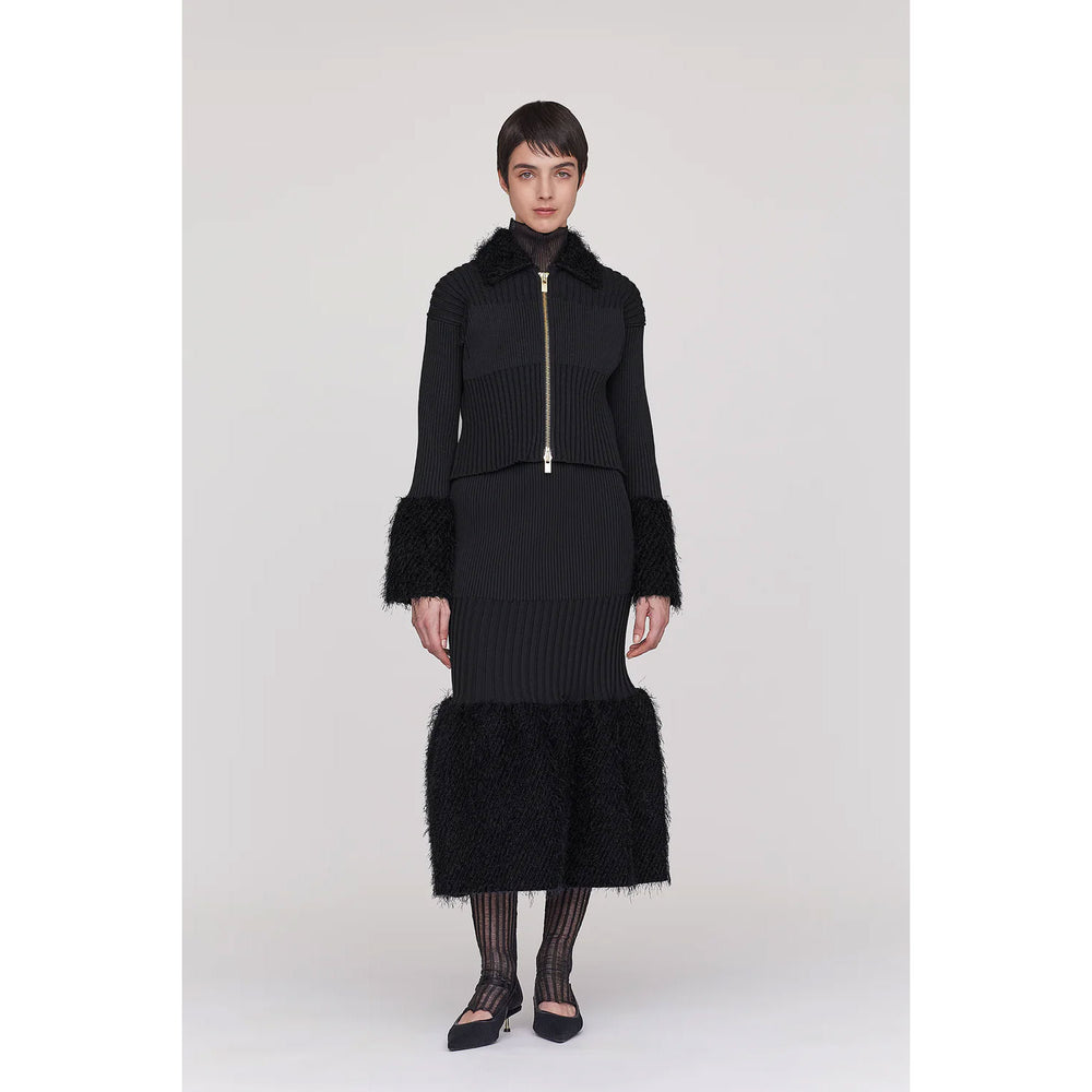 
                  
                    FLUTED PILE GULITTER CROPPED ZIP SHIRT CARDIGAN-BLACK-BLACK-
                  
                