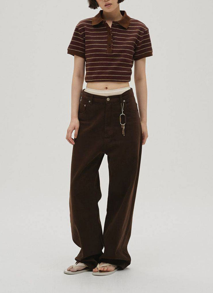 
                  
                    Border Polo Tops -CHOCOLATE-
                  
                