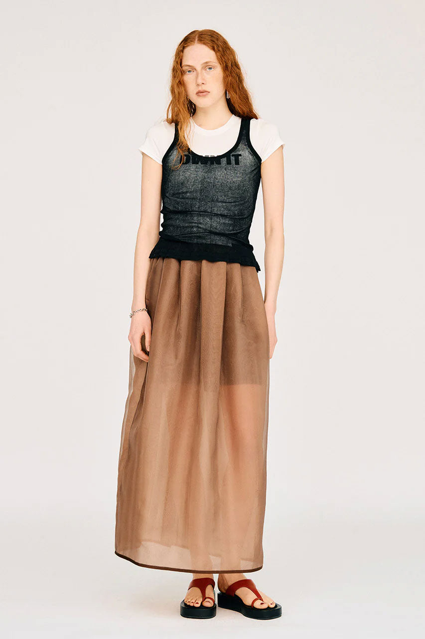 
                  
                    Sheer Rib Frill Hem Knit Tank -BLACK-
                  
                