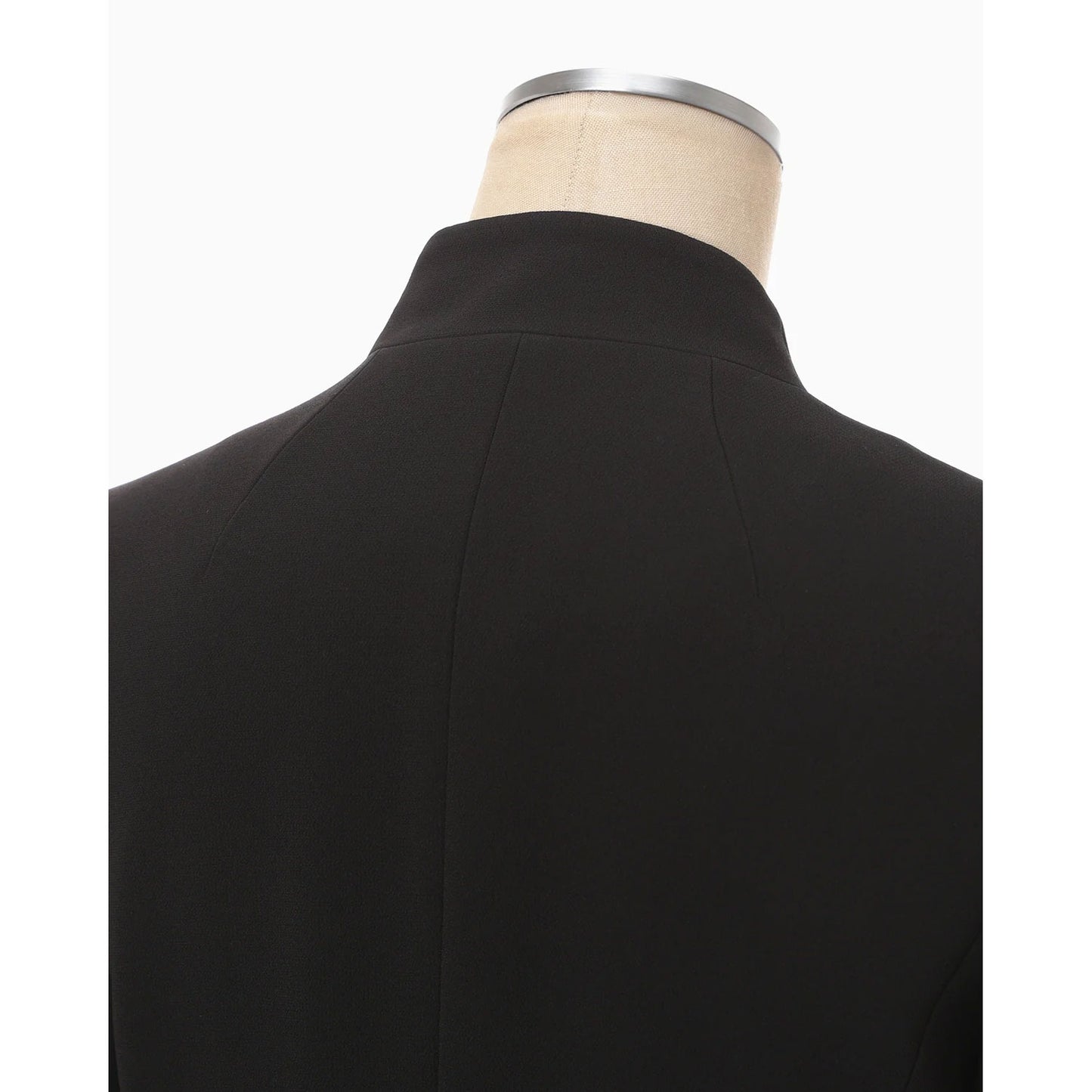 
                  
                    Acetate Polyester Collarless Double Breasted Suit Jacket - black
                  
                