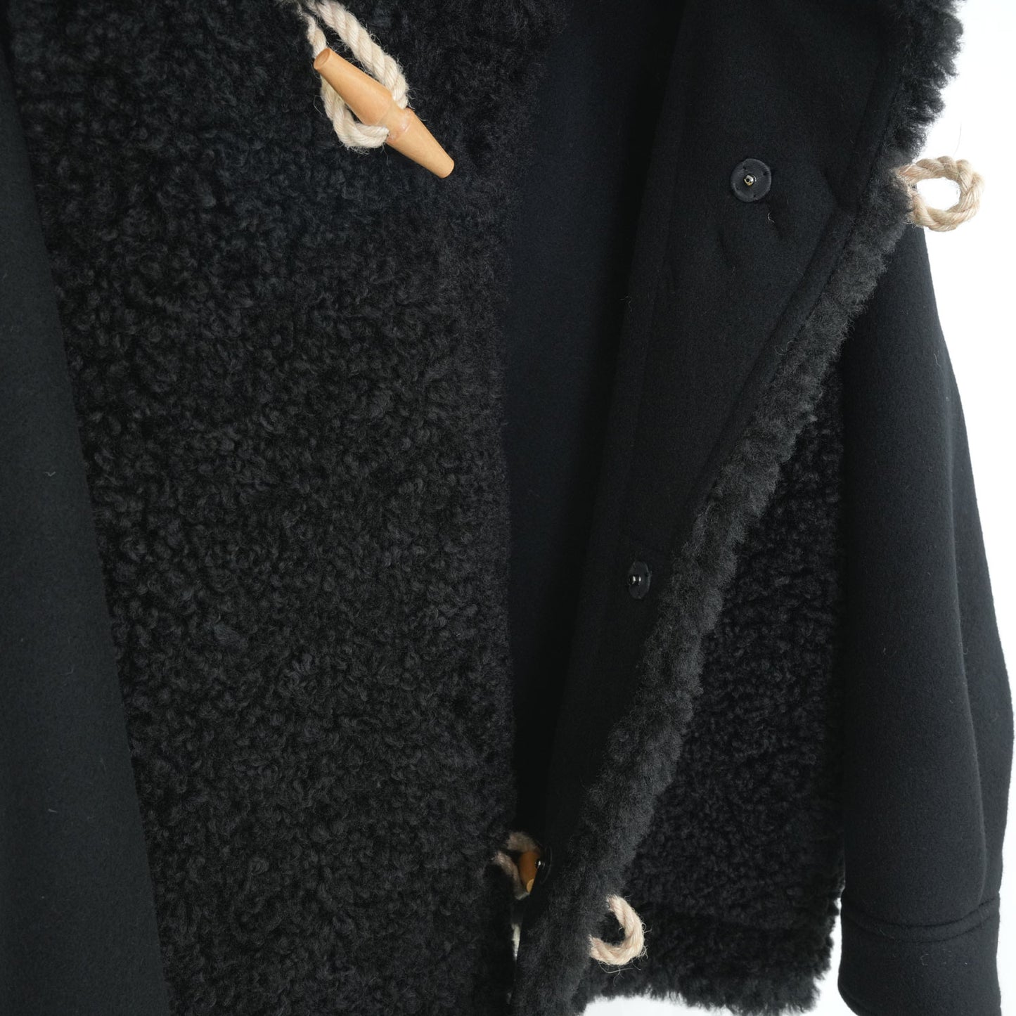 
                  
                    DOUBLE FACE FAUX SHEARLING DUFFLE JACKET-CREAM-
                  
                