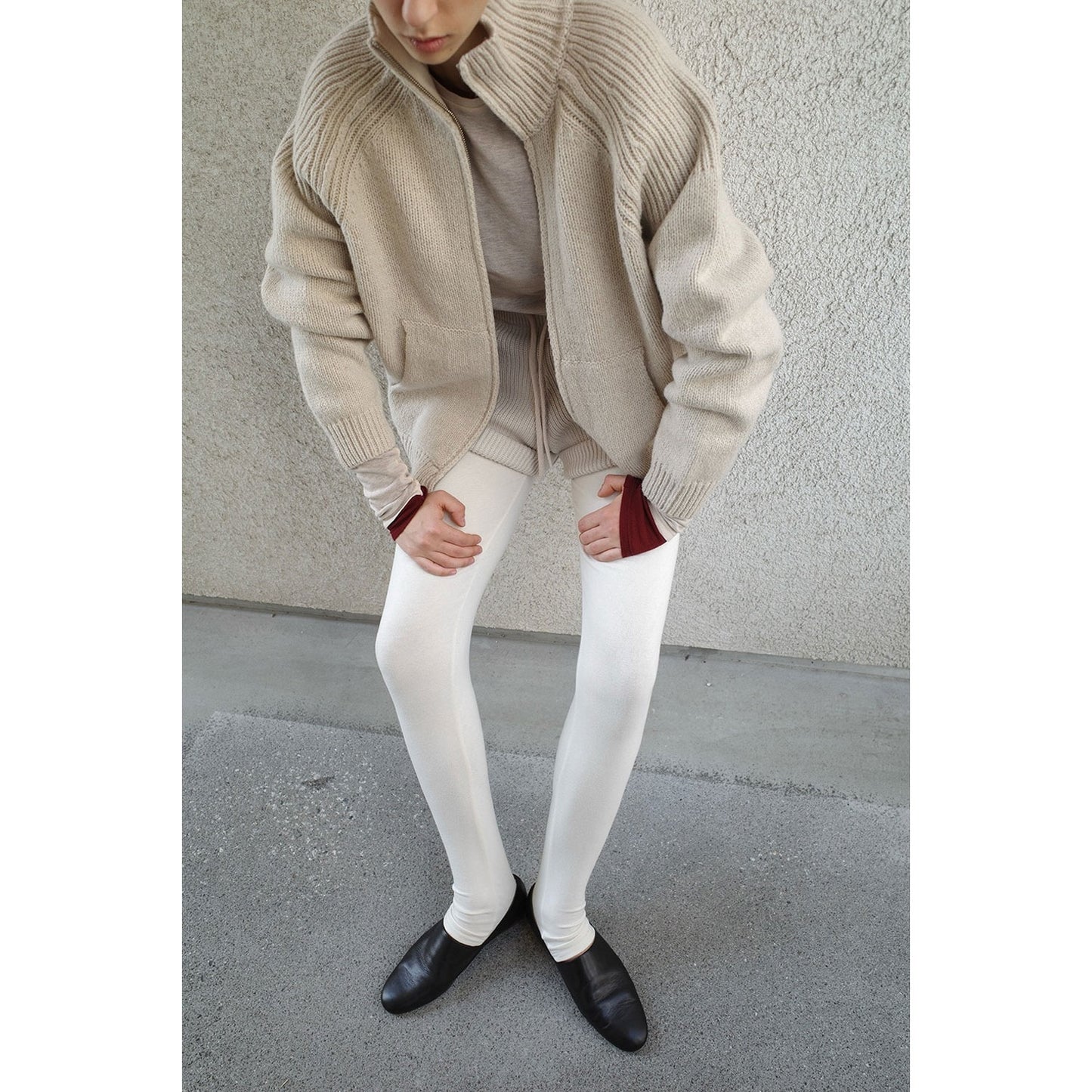 
                  
                    POCKET ZIP KNIT TOPS-GRAY-
                  
                