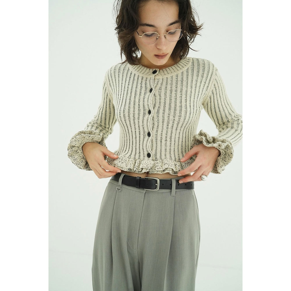 正規品W FACE SHORT FRILLED KNIT TOPS W FACE SHORT FRILLED KNIT TOPS -WHITE- – OBLIGE