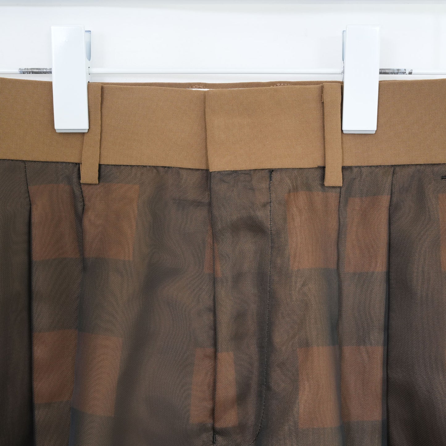 
                  
                    SHEER PLAID WIDE PANTS-C/BROWN-
                  
                