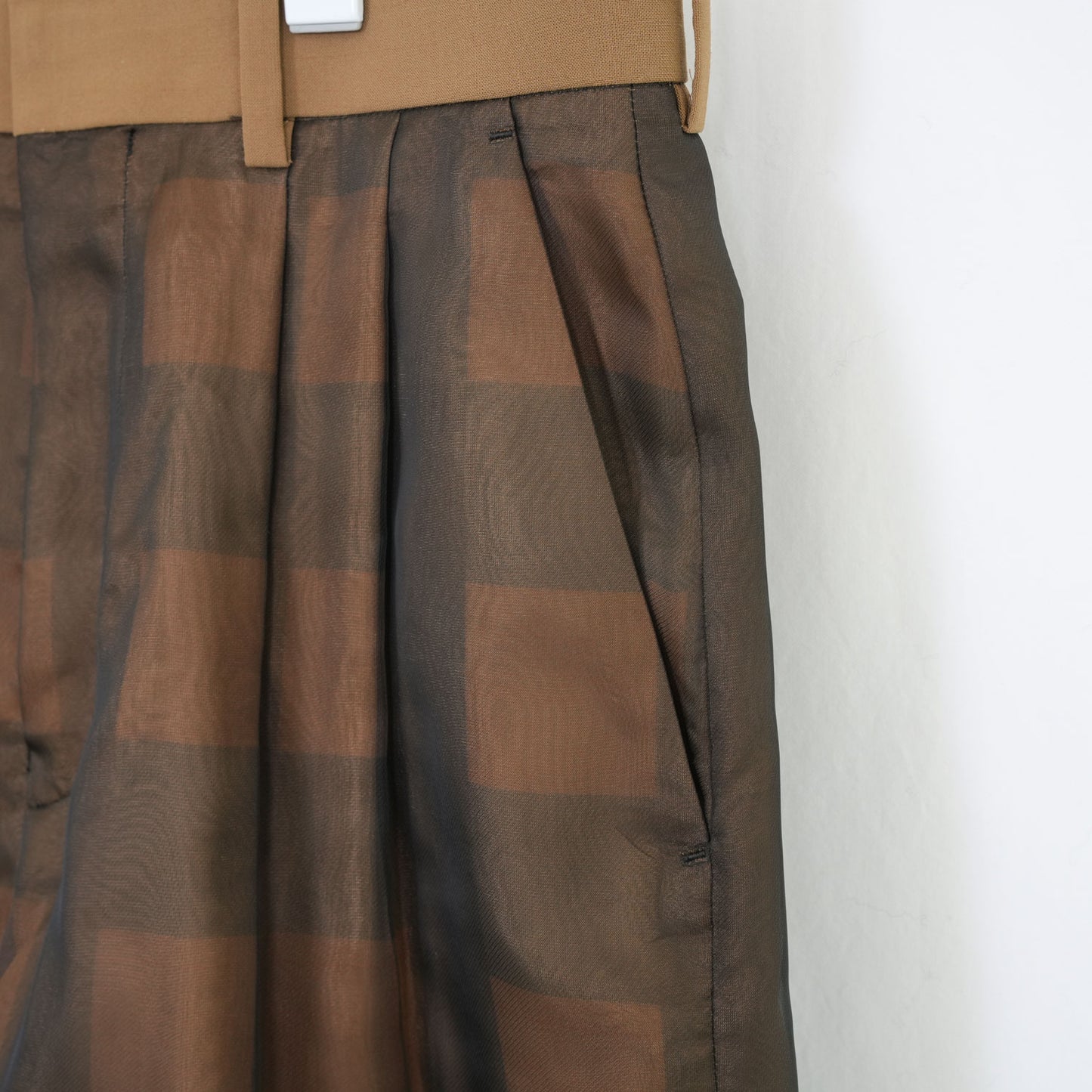 
                  
                    SHEER PLAID WIDE PANTS-C/BROWN-
                  
                