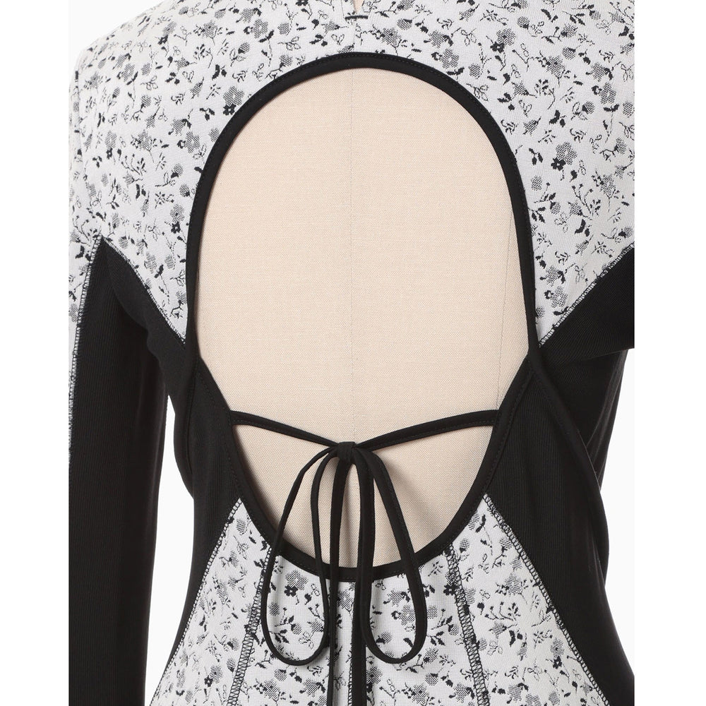 Floral Jacquard Fraise Stitch Dress - white – OBLIGE