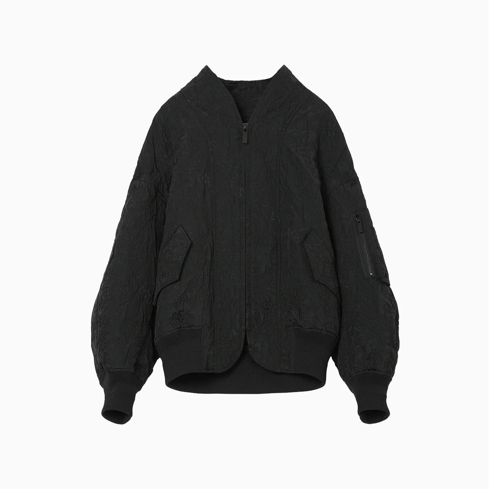 Floral Jacquard Triple Cloth Jacket-black-