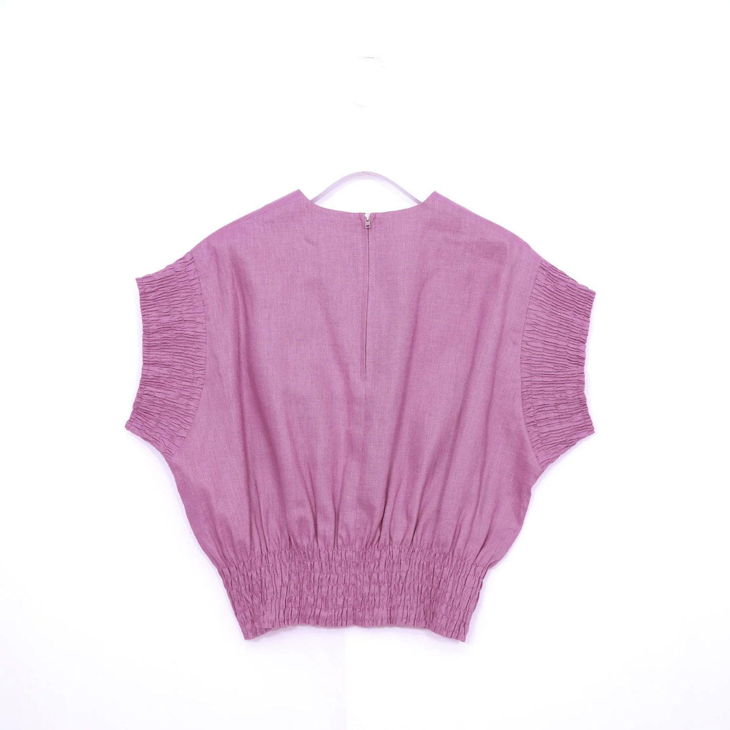 
                  
                    LINEN SHIRRED BLOUSE-LIGHT PURPLE-
                  
                