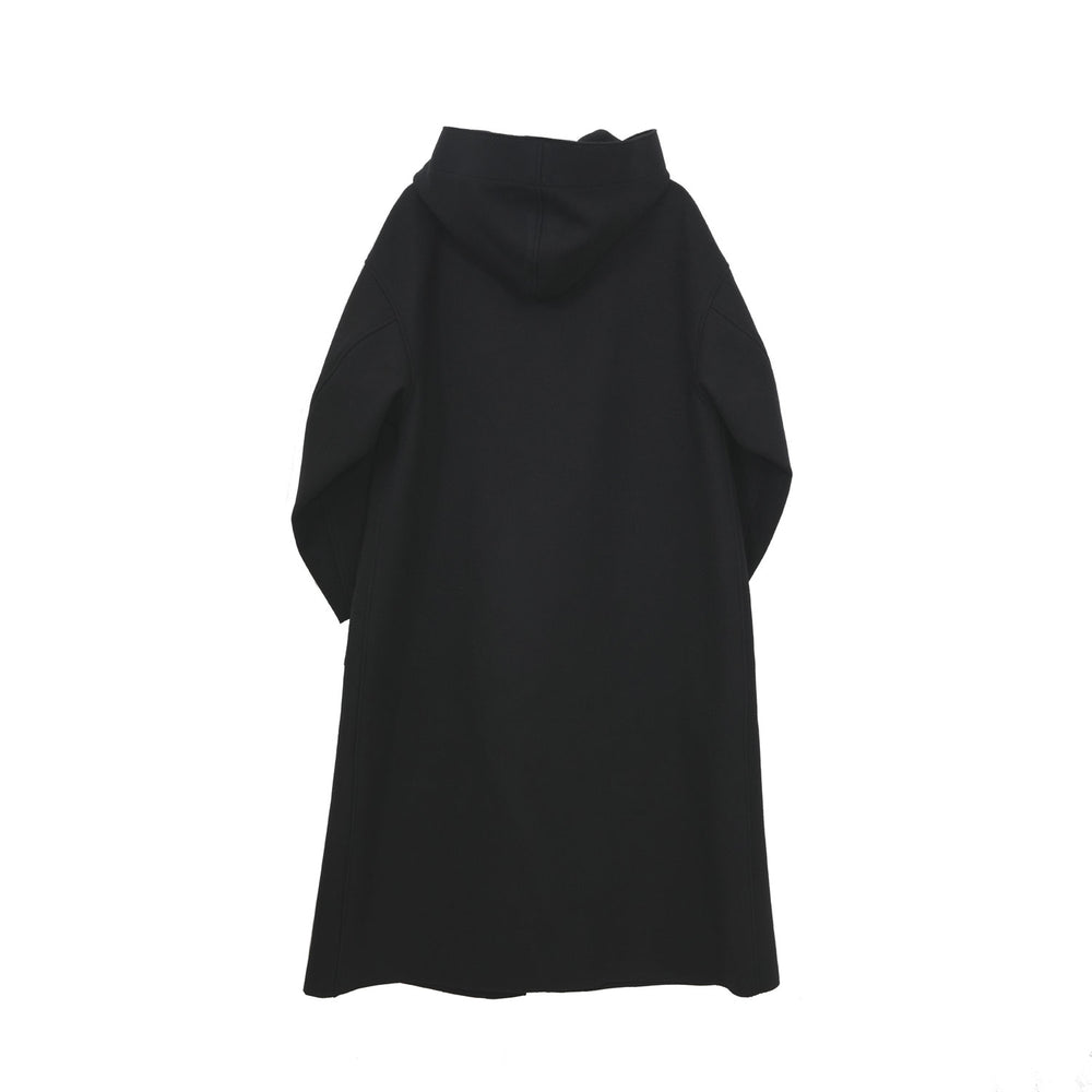 MELTON HOODED WORK COAT-BLACK- – OBLIGE