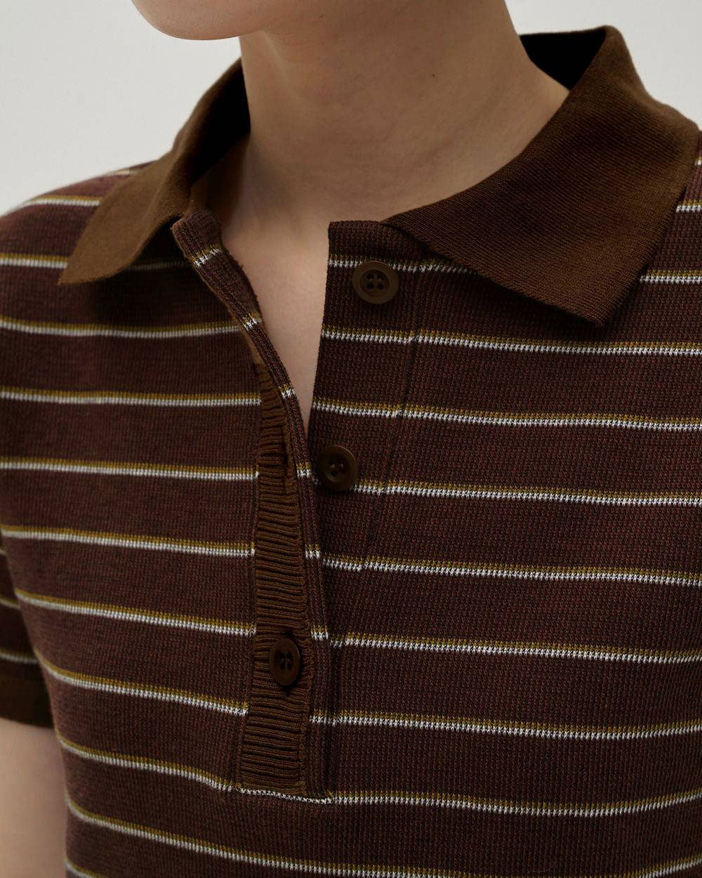 
                  
                    Border Polo Tops -CHOCOLATE-
                  
                