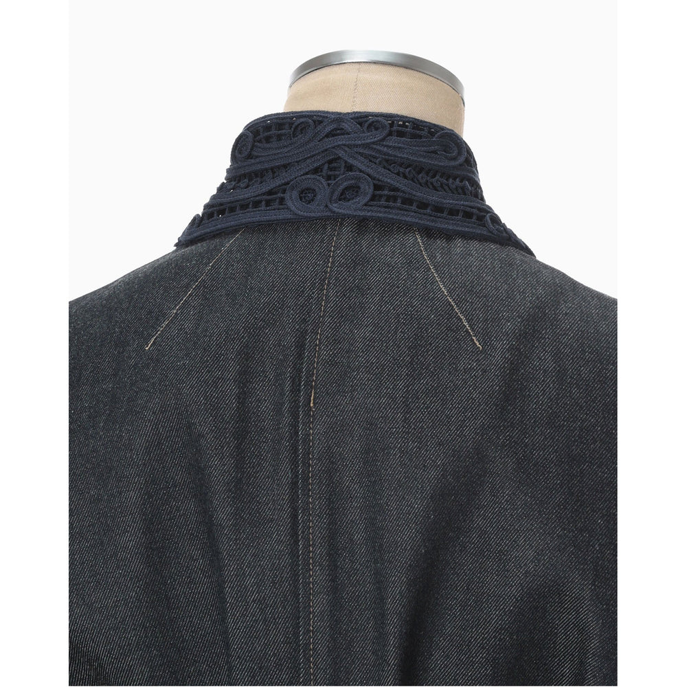 Cord Embroidery Detail Denim Jacket - navy – OBLIGE