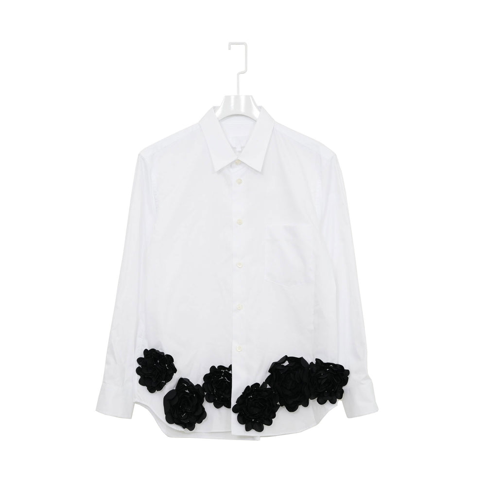 フラワーモチーフシャツ-WHITE×BLACK-