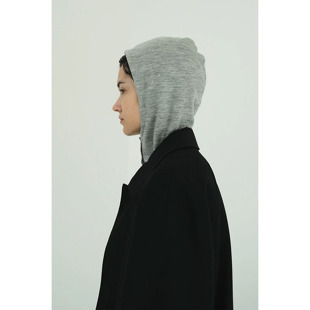 WOOL RIB HOODED TIGHT TOPS -GRAY- – OBLIGE