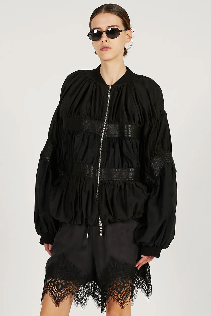 
                  
                    Shear Volume Blouson-Black-
                  
                
