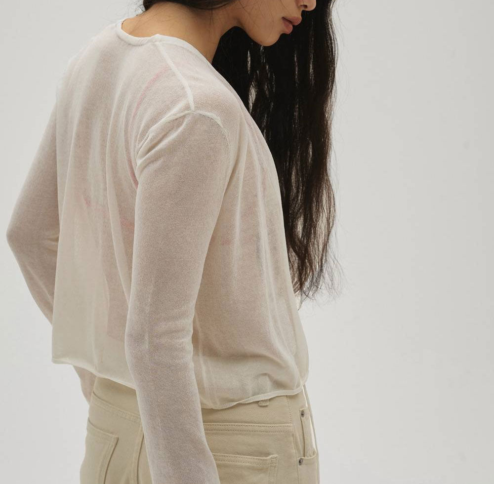 
                  
                    Compact Sheer Knitcardigan -WHITE-
                  
                