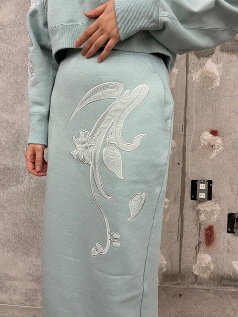 
                  
                    Floral Embroidery Sweat Skirt-LIGHT BLUE-
                  
                
