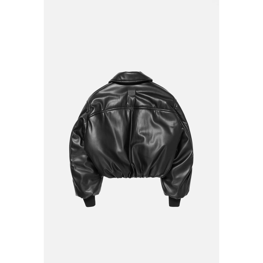 faux leather bomber jacket-BLACK- – OBLIGE