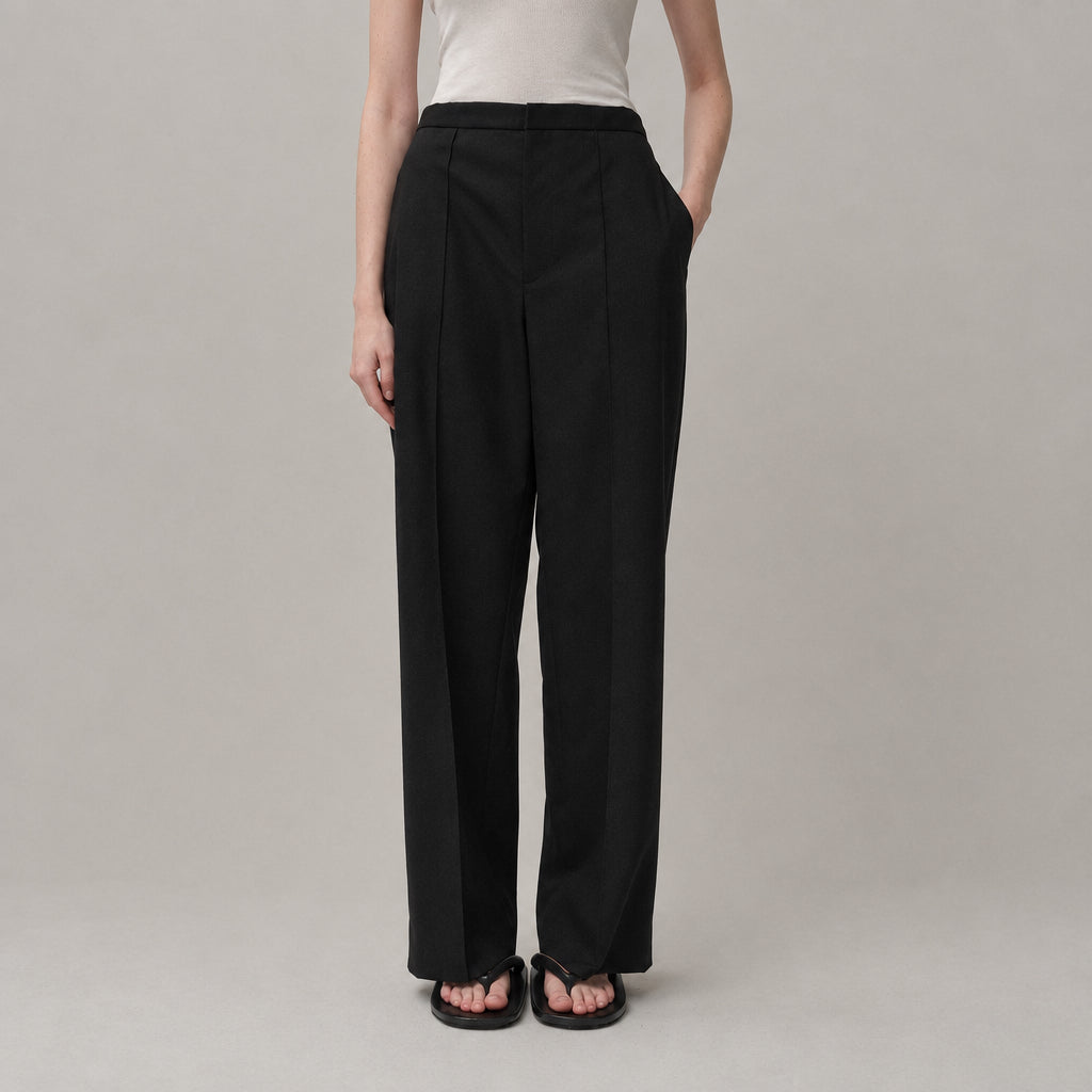 
                  
                    WOOL TROPICAL | PIN TUCK EASY PANTS
                  
                