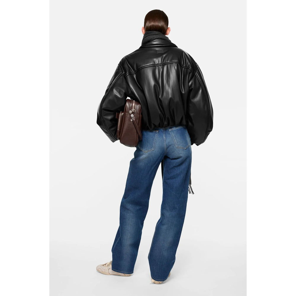 faux leather bomber jacket-BLACK- – OBLIGE