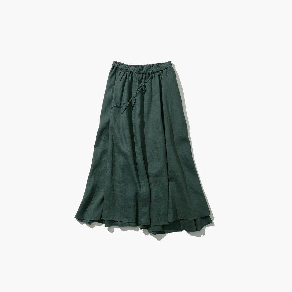 NATURAL DYED LINEN LAWN | GATHERD SKIRT-GREEN-