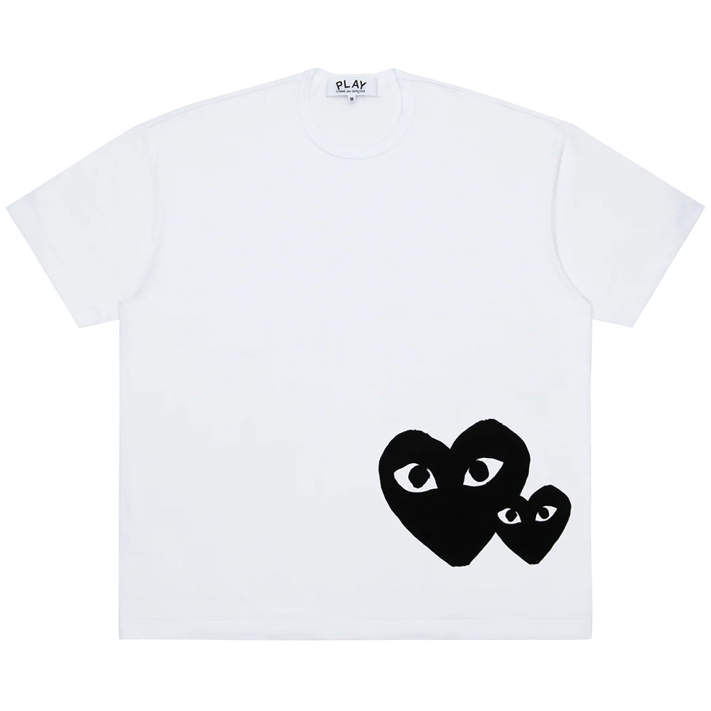 OVERSIZED DOUBLE BLACK HEART PRINT T-SHIRT