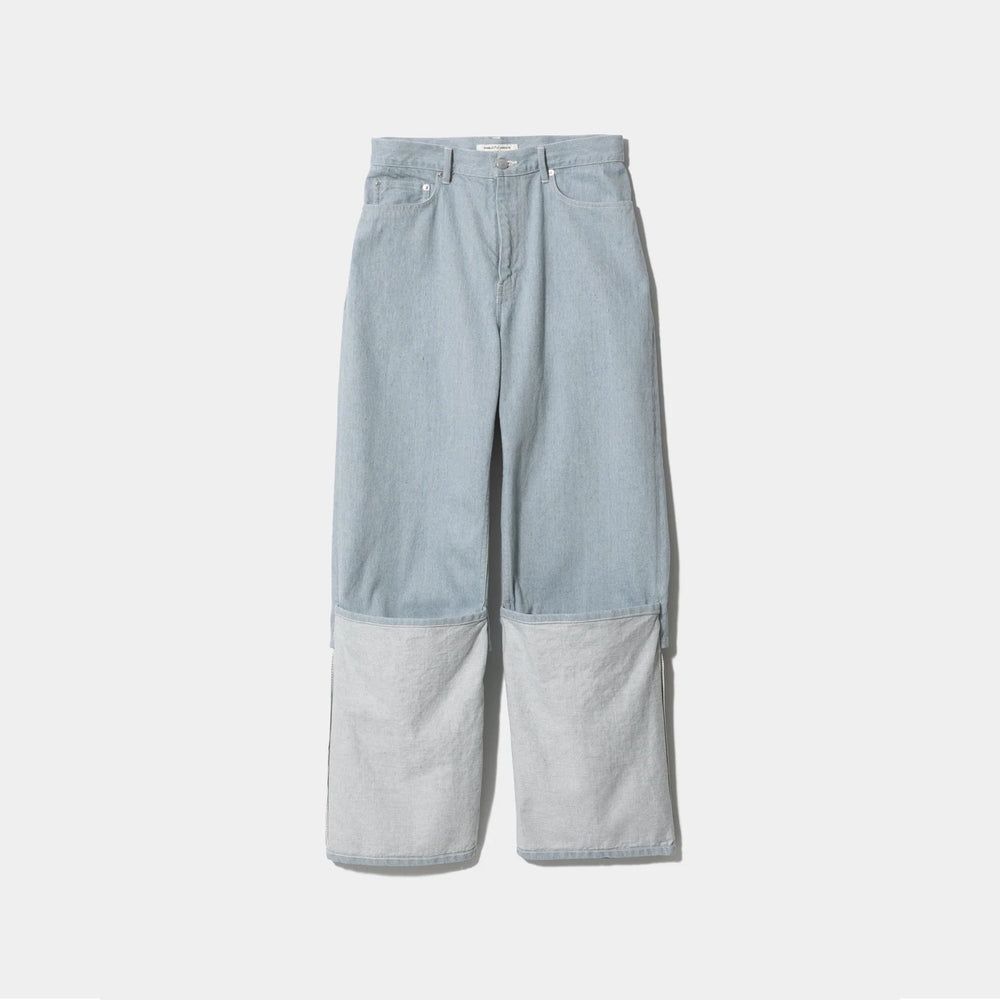 recycling denim flip hem pants-saxe-