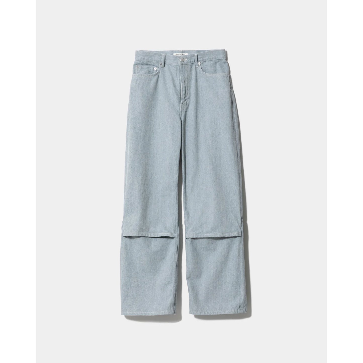 
                  
                    recycling denim flip hem pants-saxe-
                  
                