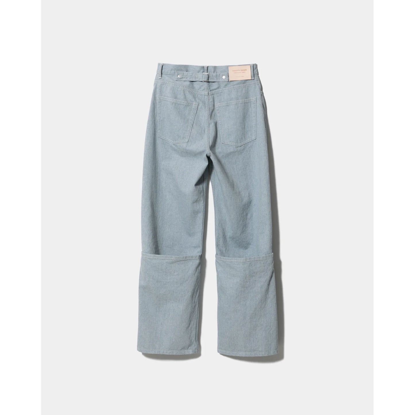 
                  
                    recycling denim flip hem pants-saxe-
                  
                