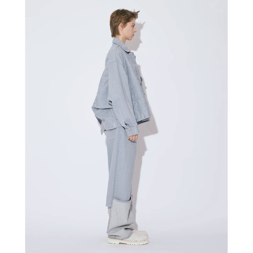
                  
                    recycling denim flip hem pants-saxe-
                  
                