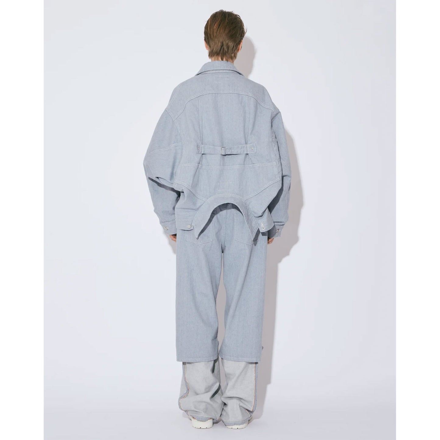 
                  
                    recycling denim flip hem pants-saxe-
                  
                