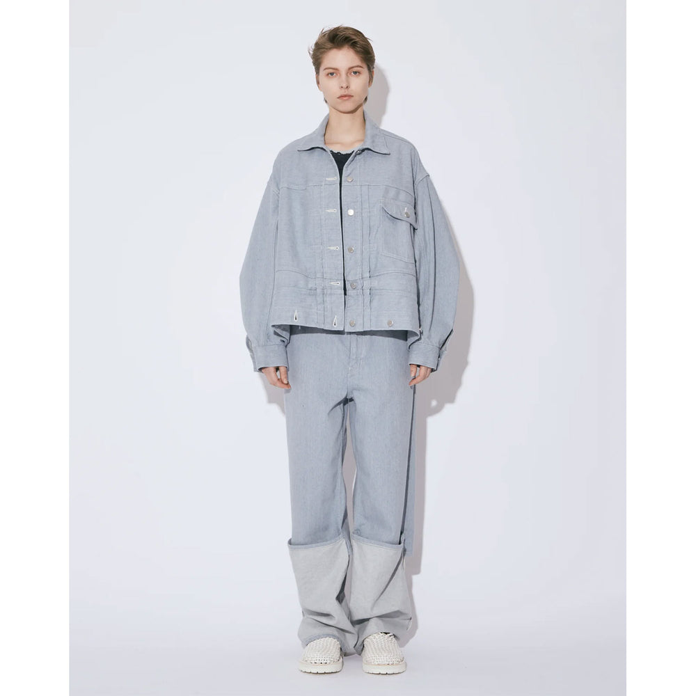 
                  
                    recycling denim flip hem pants-saxe-
                  
                