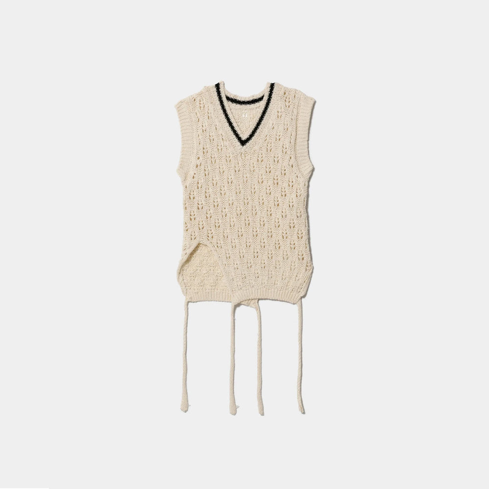 double-end cotton wool linen top-ecru-