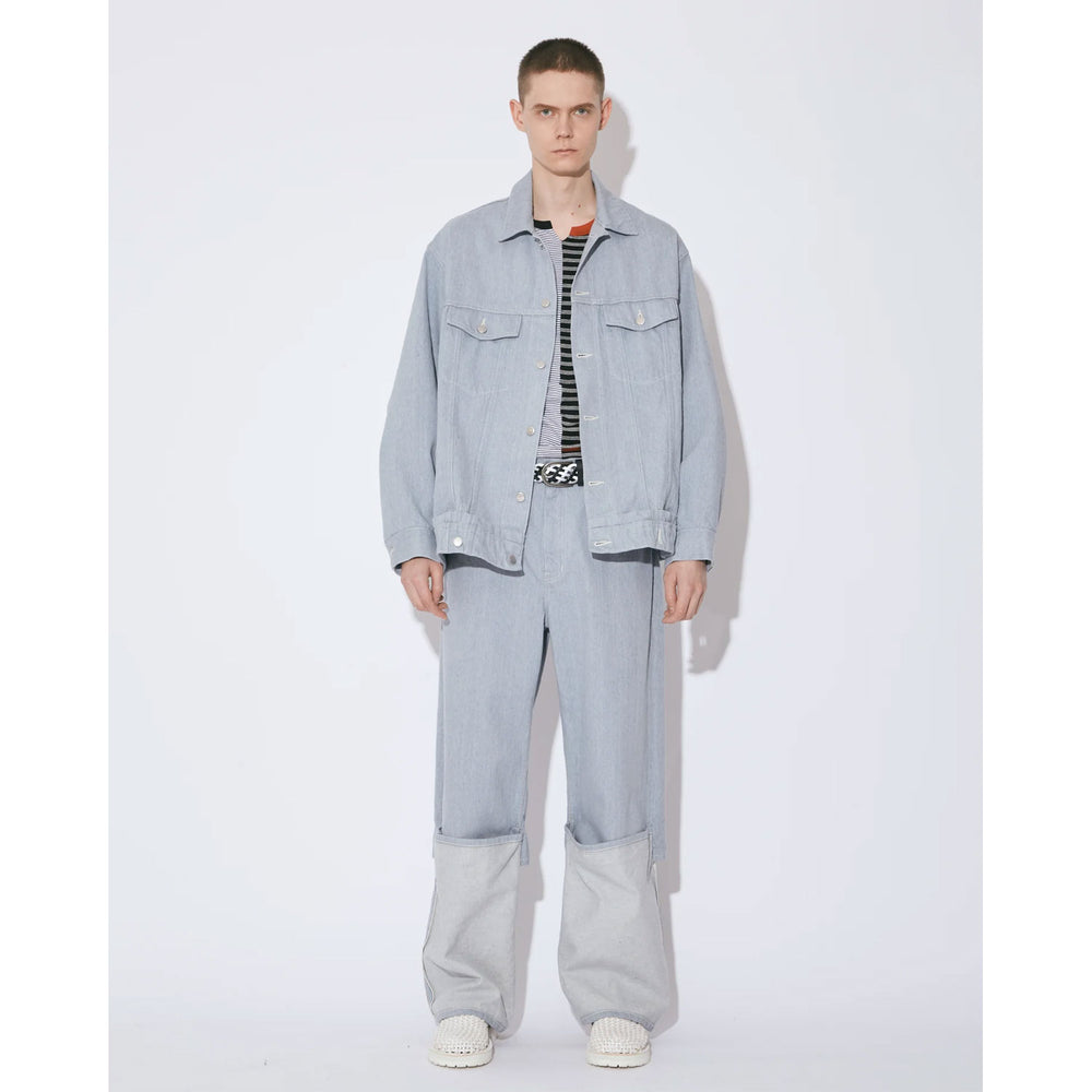 double-end recycling denim blouson-saxe- – OBLIGE