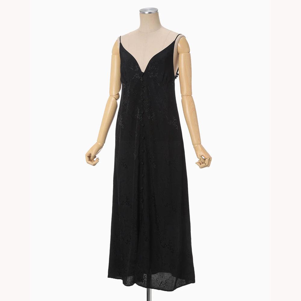 Floral Jacquard Draped Dress - black - Mame Kurogouchi
