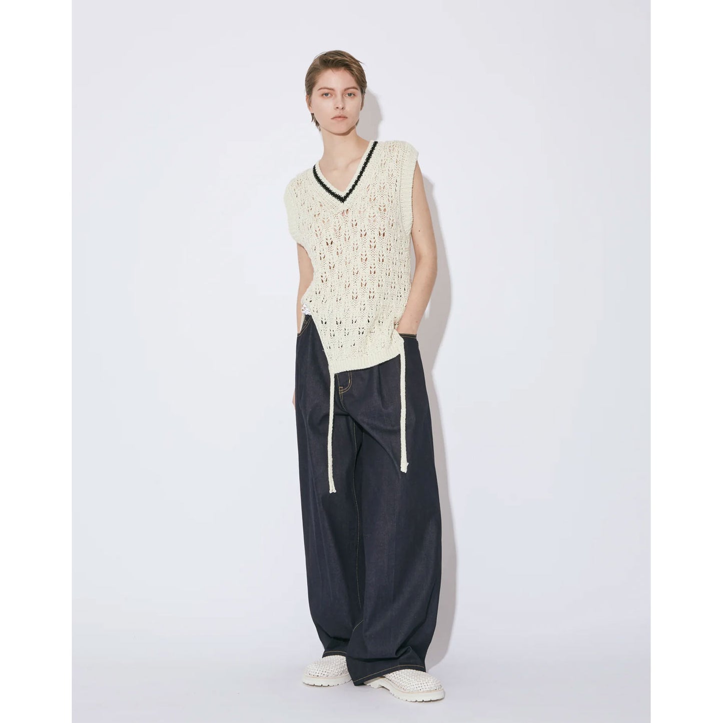 
                  
                    double-end cotton wool linen top-ecru-
                  
                