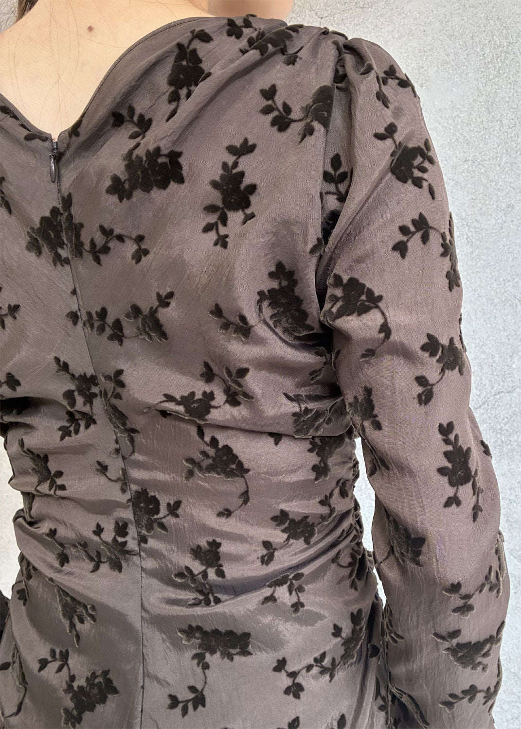 
                  
                    FLOCKED ROSE PRINT GATHERED BLOUSE
                  
                