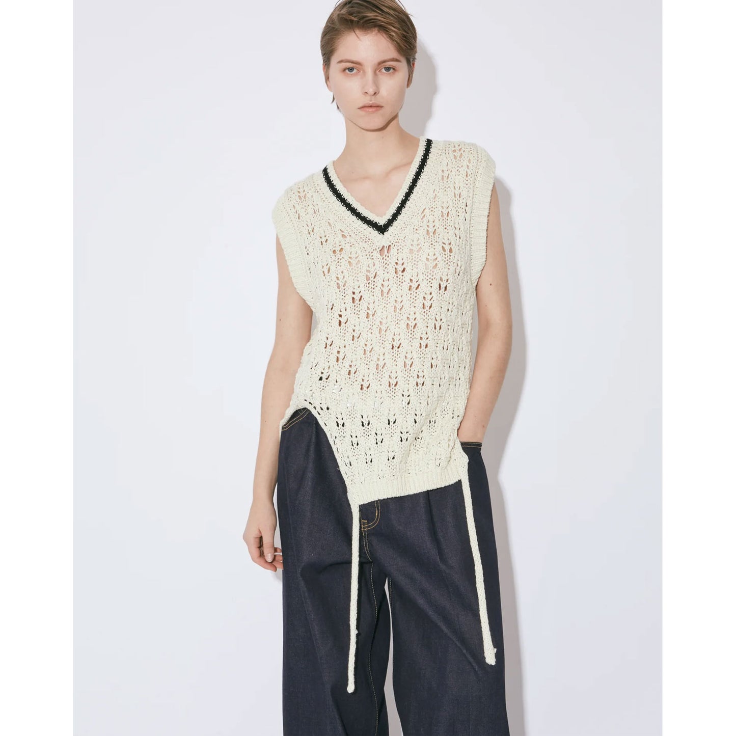 
                  
                    double-end cotton wool linen top-ecru-
                  
                