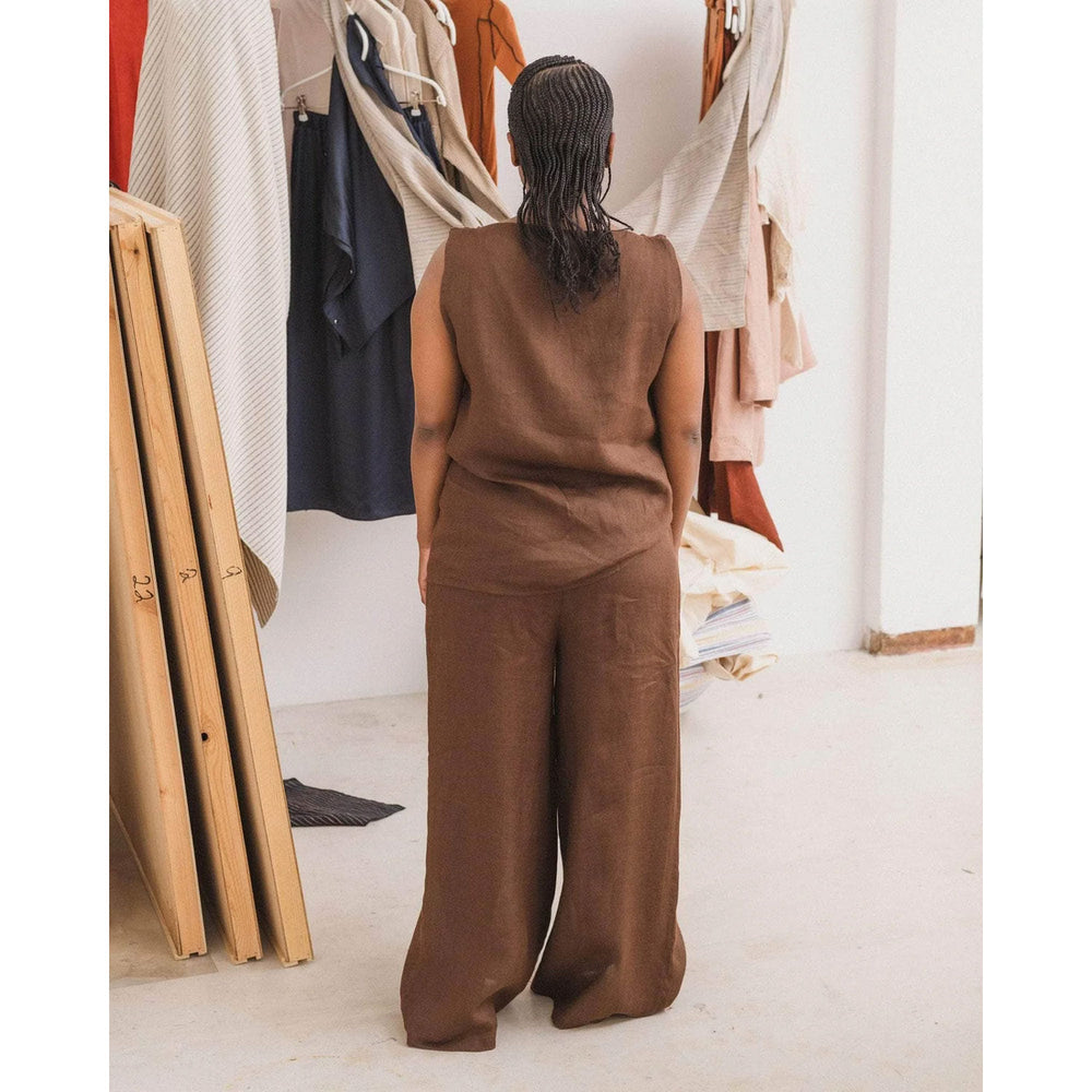 【関税込み】Baserange ブラウン Sepia ラウンジパンツ Sepia Pants in Assortment | Fine linen | en | Baserange