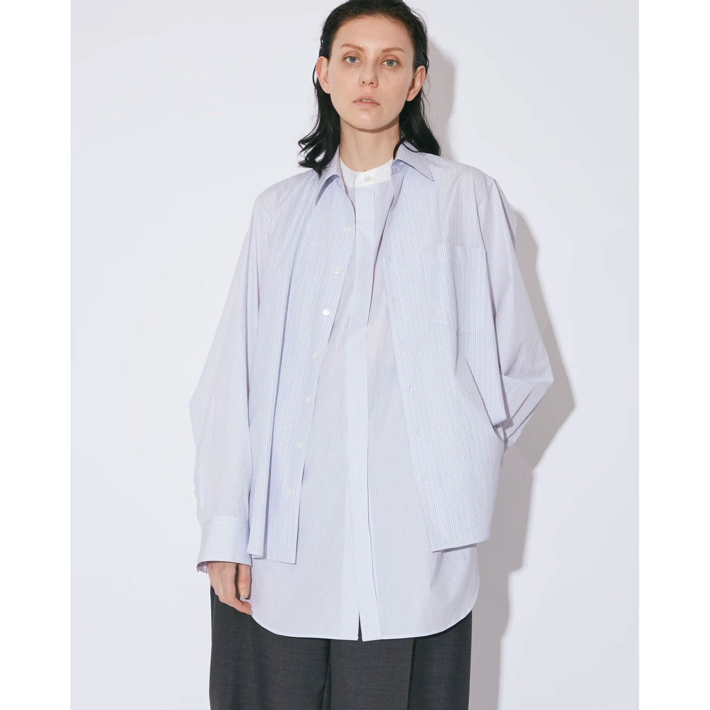 
                  
                    double-front finx stripe shirt-blue-
                  
                